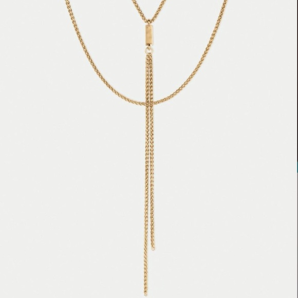 🆕 Lucky Brand Chain Layer Lariat Gold Necklace - Picture 4 of 5